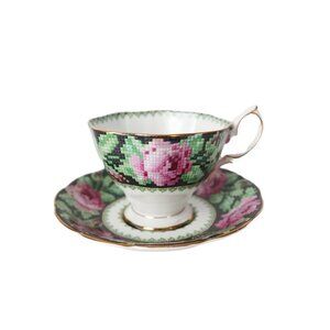 Vintage Royal Albert Tea Cup and Saucer Needle Point Teacup High Tea